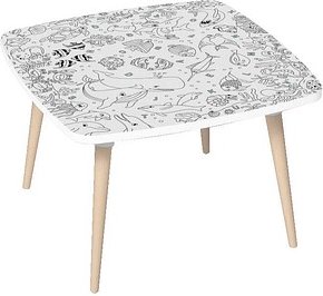 PAPERFLOW Kids Ozean Maltisch quadratisch Spanplatte weiß 60,0 x 60,0 x 40,0 cm, 1 St.