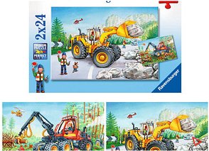 Ravensburger Bagger und Waldtraktor Puzzle, 2 x 24 Teile