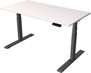 Kerkmann Smart office elektrisch höhenverstellbarer Schreibtisch weiß rechteckig, T-Fuß-Gestell grau 140,0 x 70,0 cm