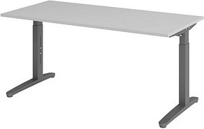 HAMMERBACHER VXB16 höhenverstellbarer Schreibtisch lichtgrau rechteckig, C-Fuß-Gestell grau 160,0 x 80,0 cm