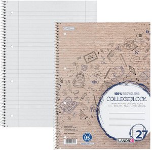 Thumbnail - LANDRÉ® Collegeblock Recycling Lineatur 27 liniert DIN A4 Innen- und Außenrand, 1 St.
