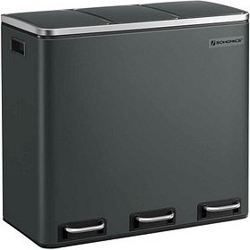 SONGMICS Mülltrenner 3 x 18,0 l grüngrau, 1 St.