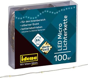 Idena 100er Micro LED Lichterkette silber 10,2 m