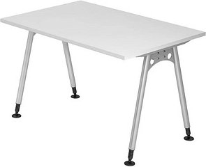 HAMMERBACHER AS12 höhenverstellbarer Schreibtisch weiß rechteckig, A-Fuß-Gestell silber 120,0 x 80,0 cm