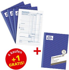Thumbnail - 4 + 1 GRATIS: AVERY Zweckform Kassenbericht Formularbuch, 4 St. + GRATIS 1 St.