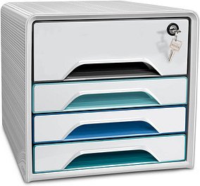 Thumbnail - cep Schubladenbox Smoove Secure weiß/bunt 1073110511, DIN A4 mit 4 Schubladen