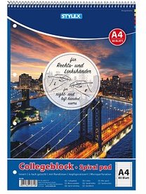 TOPPOINT Collegeblock Spiral pad liniert DIN A4 Innen- und Außenrand, 1 Block