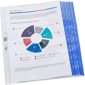 DURABLE Prospekthüllen PREMIUM DIN A4 blau klar 0,08 mm, 10 St.