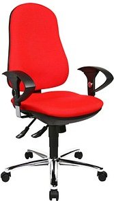 Thumbnail - Topstar Bürostuhl Support ®Syncro Deluxe, 8559U G21 Stoff rot, Gestell chrom