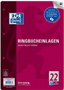 OXFORD Ringbucheinlage A4 kariert, 50 Blätter