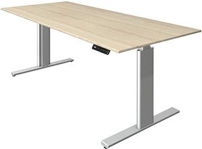 Thumbnail - Kerkmann Move 3 tube elektrisch höhenverstellbarer Schreibtisch ahorn rechteckig, T-Fuß-Gestell silber 180,0 x 80,0 cm
