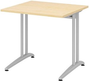 HAMMERBACHER BS08 Schreibtisch ahorn quadratisch, C-Fuß-Gestell silber 80,0 x 80,0 cm