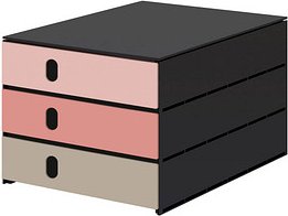styro Schubladenbox styroval pro feelings Afterglow rosa, grau 14-8050.Af, DIN A4 mit 3 Schubladen