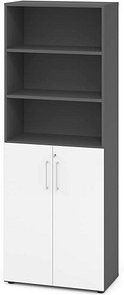 Thumbnail - HAMMERBACHER Regalschrank Popular, V968T3/G/W/BS grafit, weiß 80,0 x 42,0 x 215,6 cm