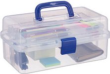 Thumbnail - relaxdays Aufbewahrungsbox transparent, blau 33,0 x 39,0 x 17,0 cm