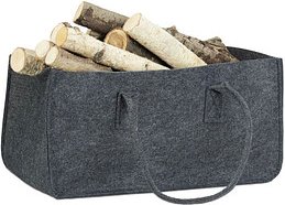 relaxdays Kaminholztasche 27,0 l anthrazit 25,0 x 50,0 x 25,0 cm, 1 St.
