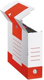 Thumbnail - Cartonia Archivboxen weiß/rot 8,3 x 34,0 x 25,2 cm, 10 St.