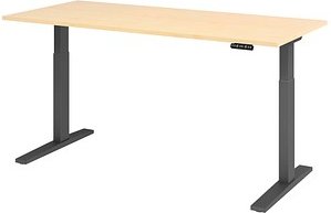 HAMMERBACHER XMKA19 elektrisch höhenverstellbarer Schreibtisch ahorn rechteckig, C-Fuß-Gestell grau 180,0 x 80,0 cm