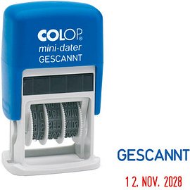 Thumbnail - COLOP Datumstempel mit Text "Gescannt" Mini-Dater S 160/L selbstfärbend blau rot, 1 St.