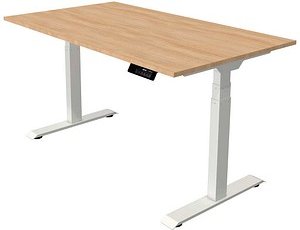 Kerkmann Move 1 stable elektrisch höhenverstellbarer Schreibtisch eiche hell rechteckig, T-Fuß-Gestell weiß 140,0 x 80,0...