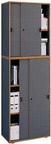 VCM my office Schiebetürenschrank Salia, 920806 anthrazit, honig-eiche 4 Fachböden 60,0 cm 37,4 cm