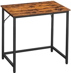 VASAGLE Schreibtisch vintagebraun, schwarz rechteckig, 4-Fuß-Gestell schwarz 80,0 x 50,0 cm