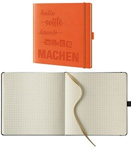 Lediberg Notizbuch 'MACHEN' quadratisch kariert, orange Hardcover 240 Seiten, 1 St.