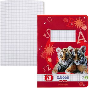 herlitz Schulheft x.book Lineatur 28 kariert DIN A5 Innen- und Außenrand, 16 Blatt
