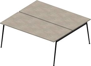 Thumbnail - Quadrifoglio Doppelschreibtisch beton rechteckig, 4-Fuß-Gestell grau 180,0 x 164,0 cm