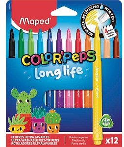 maped COLOR´PEPS LONG LIFE Filzstifte farbsortiert, 12 St.