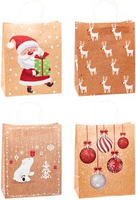 TSI Geschenktüten Weihnachten Papier Serie 3 Motiv sortiert 26,0 x 32,0 cm, 12 St.