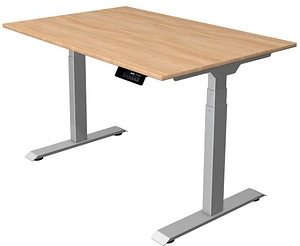 Kerkmann Move 1 stable elektrisch höhenverstellbarer Schreibtisch eiche hell rechteckig, T-Fuß-Gestell silber 120,0 x 80...