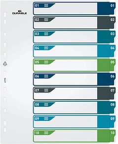 Thumbnail - DURABLE Ordnerregister DIN A4 Überbreite 1-10 farbig 10-teilig, 1 Satz