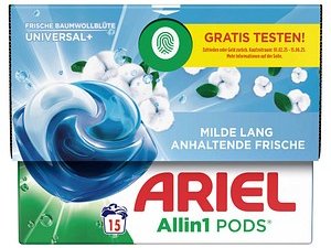 ARIEL UNIVERSAL+ Allin1 PODS Frische Baumwollblüte Waschmittel Caps, 15 St.