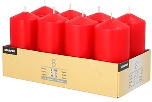 Thumbnail - STARPAK Stumpenkerzen rot, 8 St.