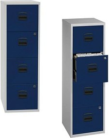 Thumbnail - BISLEY Home PFA 4 Hängeregistraturschrank lichtgrau, oxfordblau 4 Schubladen 41,3 x 40,0 x 132,1 cm
