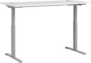 Thumbnail - MÖBELPARTNER Office elektrisch höhenverstellbarer Schreibtisch kreideweiß rechteckig, Kufen-Gestell silber 160,0 x 75,0 ...