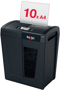 Rexel Secure X10 Aktenvernichter mit Partikelschnitt P-4, 4 x 40 mm, bis 10 Blatt, schwarz