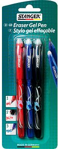 STANGER Eraser Tintenroller-Set rot, blau, schwarz 0,7 mm, Schreibfarbe: farbsortiert, 3 St.