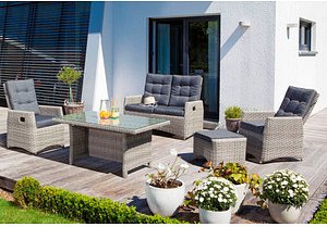 Sunny Smart® Sitzgruppe Roseville dunkelgrau, hellgrau Kunststoff, Metall, 13-teilig