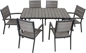 Thumbnail - Garden Pleasure Sitzgruppe OLIVIA, schwarz Kunststoff, Metall, 7-teilig