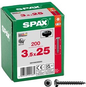 SPAX® Universalschrauben T15 Halbrundkopf BLAX 0201040350253 3,5 mm x 25 mm, 200 St.