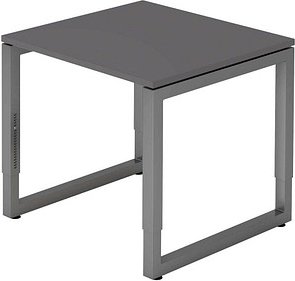 Thumbnail - HAMMERBACHER RS08 höhenverstellbarer Schreibtisch grafit rechteckig, Kufen-Gestell grau 80,0 x 80,0 cm