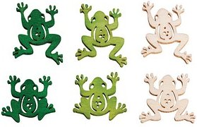 Rayher Holz-Streudeko grün/hellgrün/natur Frösche, 18 St.