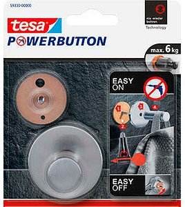 tesa Handtuchhaken Powerbutton Classic rund silber, 1 St.