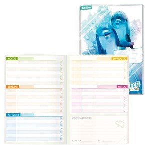 Häfft® Verlag Hausaufgabenheft Farbenfroh Delfine liniert DIN A5 ohne Rand, 96 Blatt