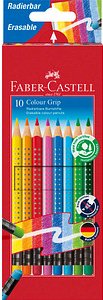 FABER-CASTELL Radierbare Grip Buntstifte farbsortiert, 10 St.