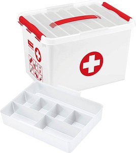 Thumbnail - sunware the q-line Erste-Hilfe-Box 22,0 l weiß/rot 40,0 x 30,0 x 26,0 cm, 1 St.