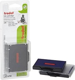 2 trodat Ersatzstempelkissen 6/58 blau/rot 6,8 x 4,7 cm