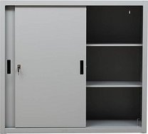 Gürkan Schiebetürenschrank, 100277 lichtgrau 2 Fachböden 120,0 x 45,0 x 109,0 cm